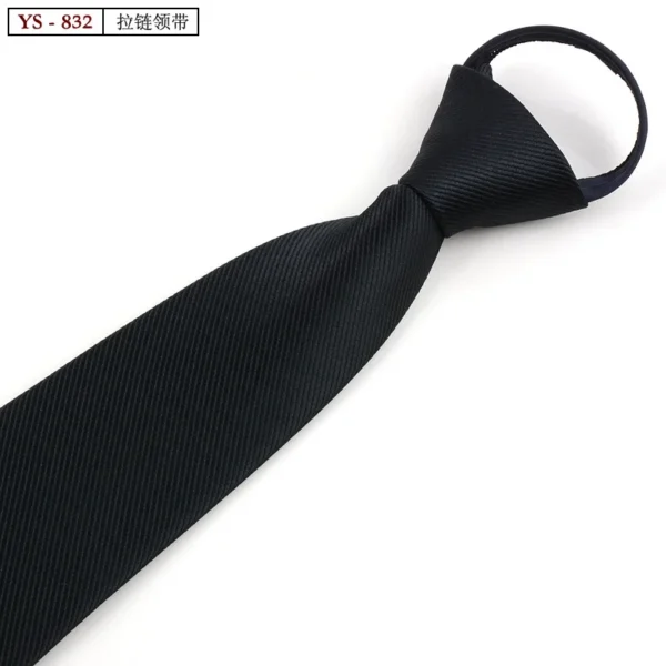 Formal 8CM Korean Zipper Tie for Men's Business Stripe Professional Dress Groom Wedding Tie - Image 17