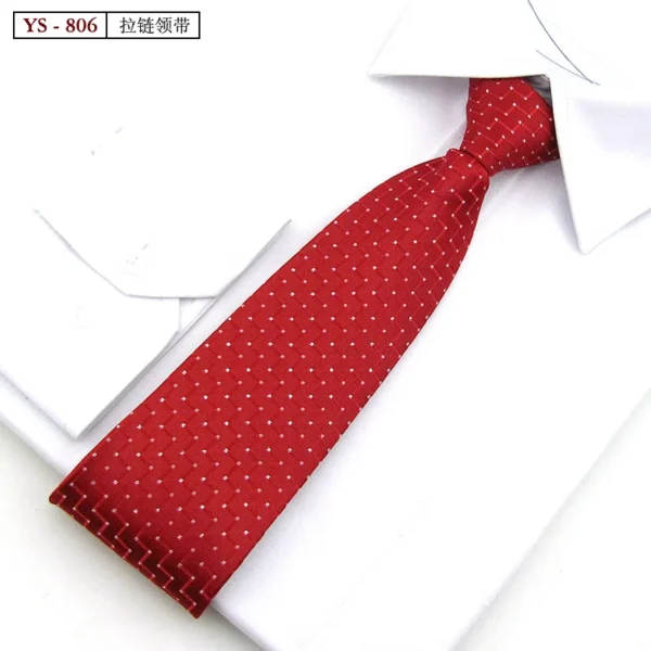 Formal 8CM Korean Zipper Tie for Men's Business Stripe Professional Dress Groom Wedding Tie - Image 22