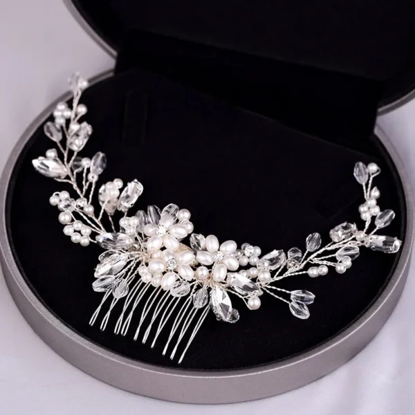 Crystal Rhinestone Flower Pearl Hair Comb Bridal Headband Tiara Hairpin Party Wedding Bridal Hair Accessories Jewelry - Image 2