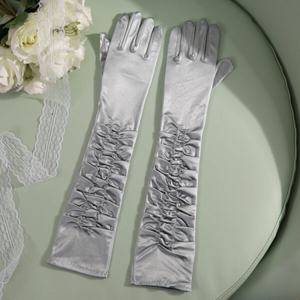 50cm Bridal Wedding Dress Satin Lengthened Gloves - Image 9