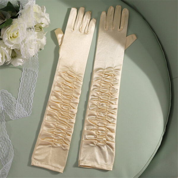 50cm Bridal Wedding Dress Satin Lengthened Gloves - Image 11