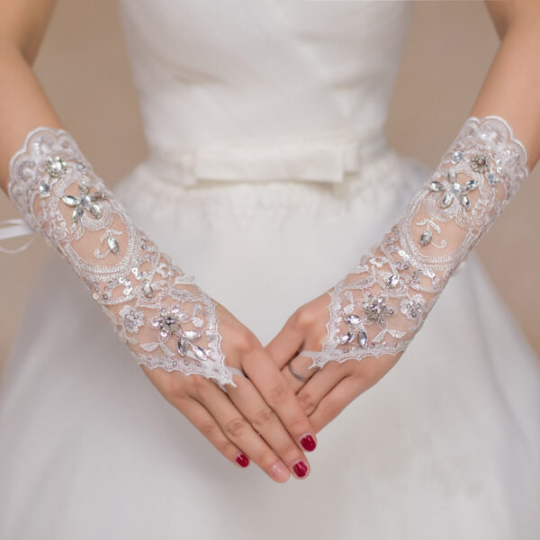 Bridal Wedding Dress Long Gloves Strappy Fingerless - Image 2