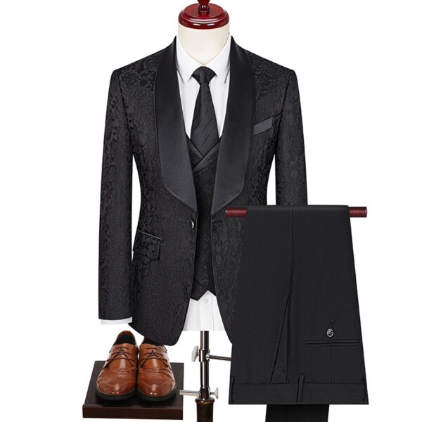 Men's Jacquard Suit Wedding Dress Groom Suit Suit Host Performance Costume - Image 2