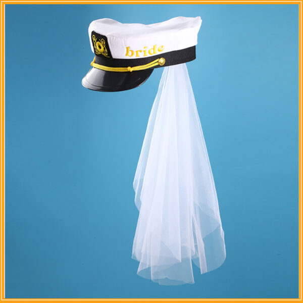 Bridal Party Navy Hatband Veil Embroidered Decoration - Image 10