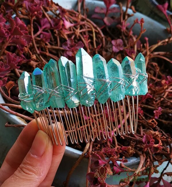 Crystal Hair Comb Bridal Accessories Colorful Green - Image 2