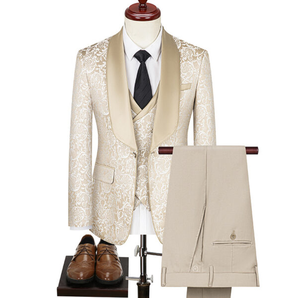 Men's Jacquard Suit Wedding Dress Groom Suit Suit Host Performance Costume - Image 4