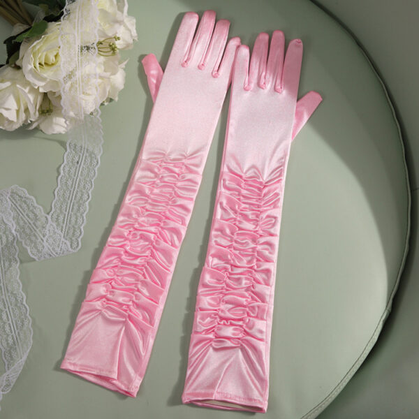 50cm Bridal Wedding Dress Satin Lengthened Gloves - Image 5