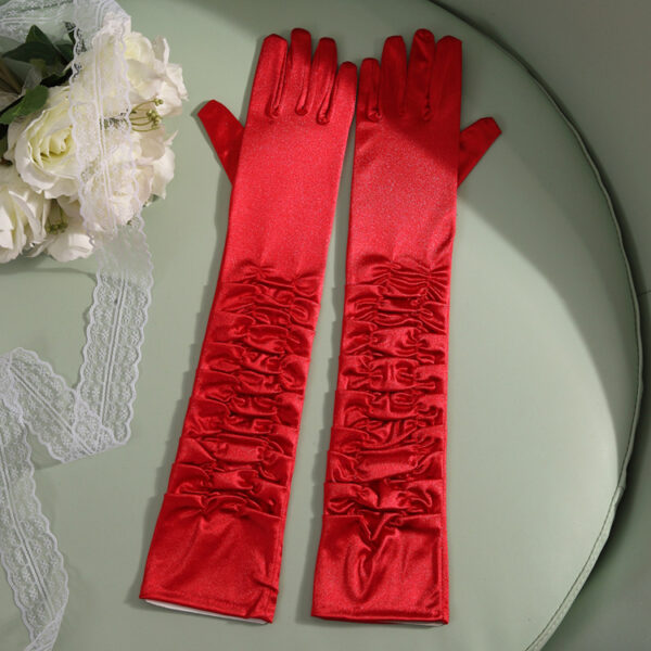 50cm Bridal Wedding Dress Satin Lengthened Gloves - Image 4