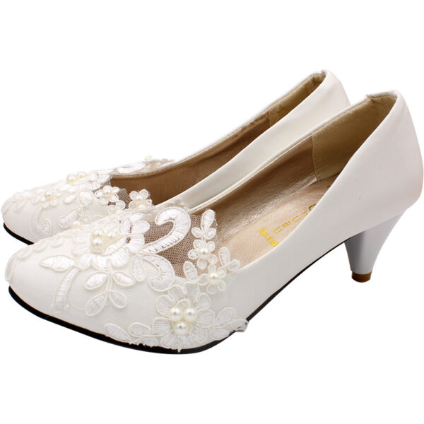 Flat Wedding White Bridal Dress Bridesmaid Shoes - Image 3